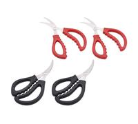 DEARMAMY Tijeras de Cocina Inoxidables 4 Piezas (2 Negras, 2 Rojas) Multifuncionales para Mariscos y Barbacoa, Herramienta para Quitar Entrañas de Camarón, Acero Resistente para Uso
