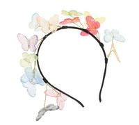 DEARMAMY Tocado De Diadema Rosa Fuerte Para Mujer Bonito Cintas Para La Cabeza De Las Niñas Venda Borla Fiesta Azul Ala Embellecido Brillante Banda El Plastico