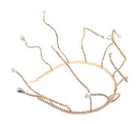 DEARMAMY Tocados De Novia Tadle for Women Diadema De Dama De Honor Diademas De De Imitación Para Mujer Tadle De Diosa Vestido De Cabeza Joyas Para El Cabello Golden Metal