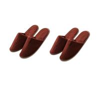 DEARMAMY Zapatillas No Desechables de Algodón Grueso para Invitados, 2 Pares, Talla Mediana, Cálidas y Cómodas, para Uso en Casa y Spa, Color Coral Café, Accesorio Adecuado para Visitantes