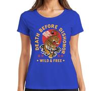Death Before Dishonor Wild & Free Japan Y2K - Camiseta para mujer, azul, XXL