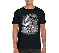Death Creeping Half Skull Grim Reaper Angel of Death Black Men's White Yellow Black Red Mens Women T Tshirts Camisetas y Tops 100% Cotton (Large)