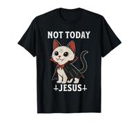 Death Metal Satanic Cat Not Today Jesus Rock Concierto gótico Camiseta