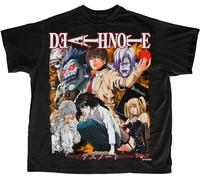 Death Note Vintage Bootleg Style Graphic Anime Pullover Men's Crewneck T-Shirt Short Sleeve Top Unisex Pure Cotton Tee Black, Negro , S
