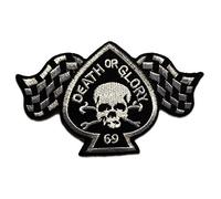 Death Or Glory Biker - Parches Termoadhesivos Bordados Aplique Para Ropa, Tamaño: 9,5 x 6,2 cm