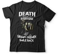 Death Smiles at Everyone T-Tshirts Camisetas y Tops Grumpy Old Grim Reaper tee Black (Medium)