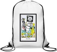 Death Tarot Card Art Logo - Saco de gimnasio informal con cordón, color blanco, White, Talla única
