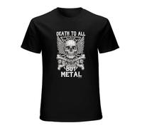 Death To All But Metal Heavy Metal Music Skull T-Shirt Graphic Top Mens Printed tee Black XXL