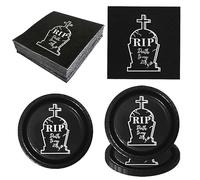 Death to My 20s - Suministros de decoración de fiesta de 30 cumpleaños, funeral negro, rasgado a mis 20, juego de vajilla de fiesta de cumpleaños, platos de postre, servilletas