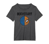 Deathstroke Cartoon Emblem Camiseta, Mujer Tallas Grandes, Jaspeado Oscuro, 1XL Grande