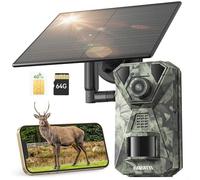 DEATTI Camara Fototrampeo Solar 4G LTE Camara Caza con Tarjeta SD de 64 GB, Tarjeta SIM Camara de Caza Nocturna 940nm Invisibles IR Leds IP66 Impermeable, con Batería Incorporada de 7800mAh