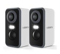 DEATTI Cámara Vigilancia WiFi Exterior/Interior, 2K Camaras de Vigilancia Batería sin Cables, 2 Vías de Audio, Visión Nocturna a Color, Detección de Movimiento de Personas, Sirena, IP66, 2 PCS
