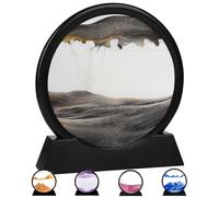Deautie Reloj de arena, Reloj de Arena Decoracion, 3D Sandscape, Cuadro de Arena en Movimiento, Deco Estética para Oficina Salón Escritorio Adultos Niños (Blanco y Negro 7")