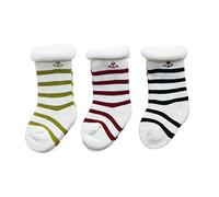DEBAIJIA 3 Pares Espesar Calcetines de Algodón para Infantes Niñito Bebés Calcetines de Becerro Respirable Encantador Raya Patrón 0-12 meses para Recién Nacido Niño Niña - Negro Rojo Verde