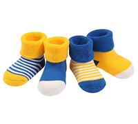 DEBAIJIA 4 Pares Bebé Calcetines Algodón 0-6 Meses Cómodo Grueso Calcetin Niños Niñas Largo Invierno Caliente Azul