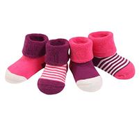 DEBAIJIA 4 Pares Bebé Calcetines Algodón 0-6 Meses Cómodo Grueso Calcetin Niños Niñas Largo Invierno Caliente Violeta