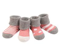 DEBAIJIA 4 Pares Bebé Calcetines Algodón 12-36 Meses Cómodo Grueso Calcetin Niños Niñas Largo Invierno Caliente Rosa