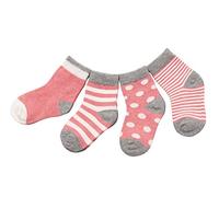 DEBAIJIA 4 Pares Bebé Calcetines Algodón 6-12 Meses Respirable Calcetin Para Niños Niñas Cómodo Absorber el Sudor Suelta Plana Rosa