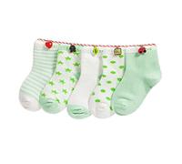 DEBAIJIA Niños Niñas Calcetines Deportivo Jogging Algodón Cómodo Suave Elasticity Absorber el Sudor primavera verano verano otoño Color Verde 4-6 año (Pack de 5 Pares)