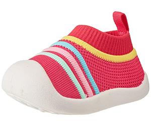 DEBAIJIA Zapatos para Niños 1-3T Bebés Caminata Zapatillas Niñas Suela Suave Malla Transpirable TPR Material 20/22 EU (Tamaño Etiqueta 17), A Raya Rojo (XBX20-BT-TJ-RD-17M)