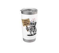 Debería funcionar en teoría STEM Estudiante Robótica Codificación Humor Vaso térmico de acero inoxidable de doble pared