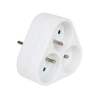 Debflex 714760 - Toma de corriente triple en forma de triángulo (2 pines con toma de tierra, 10/16 A), color blanco