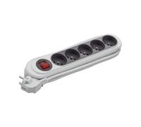 Debflex 716073 Nola - Regleta de 5 Enchufes Multiples 2P + T con Interruptor (16 A), Color Gris Oscuro