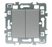 DEBFLEX 742987 Aluminium Metal Electric Standard Extra Flat Two-Way Switch Without Wireless - Wall Socket - Casual Range - BP+Vv Mechanism + Bracket Cover