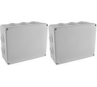 DEBFLEX - Caja de Derivación Estanca IP55 - Para Conexión Segura de Cables - Se Fija en la Pared en Superficie - Gris - 220 x 170 x 90 mm (Paquete de 2)