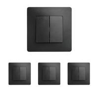 DEBFLEX - Caly - Interruptor Commutador Doble - Interruptor de Pared Cuadrado para Control de Iluminación - Terminales de Conexión Automática - ABS - Instalación Empotrable - Negro - 85 x 85 x 37 mm