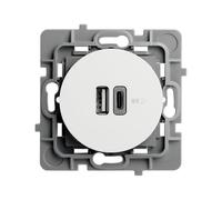 DEBFLEX Casual Evo - Enchufe Doble (USB-A 3A + USB-C 3A) Para Alimentar y Recargar Dispositivos Electrónicos - ABS - Instalación Empotrada - Blanco - 76 x 76 x 42 mm