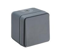 DEBFLEX - Cyklone -Botón Pulsador Estanco Completo - Interrupteur de Pared - IP55 - Interior/Exterior - Instalación en Superficie - Gris Oscuro - 75 x 75 x 65 mm