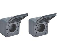 DEBFLEX - Cyklone - Enchufe Exterior Estanco Completo - Toma de Corriente de Pared IP55 - Interior/exterior - Instalación en Superficie - Gris Oscuro - 75 x 75 x 55 mm (Paquete de 2)