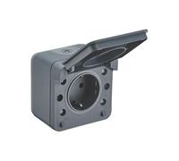 DEBFLEX - Cyklone - Enchufe Exterior Estanco Completo - Toma de Corriente de Pared IP55 - Interior/exterior - Instalación en Superficie - Gris Oscuro - 75 x 75 x 55 mm