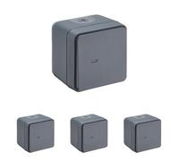 DEBFLEX - Cyklone - Interruptor Conmutador Completo - Interruptor Luminoso - Estanco IP55 - Interior/Exterior - Instalación en Superficie - Gris Oscuro - 75 x 75 x 65 mm (Paquete de 4)