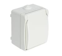 Debflex - Interruptor IP54 + toma de corriente 16 A - Interruptor y toma 2 P+T impermeables para instalación en sobresaliente - Ideal para garaje, sótano, taller, exterior protegido, blanco