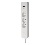 DEBFLEX - Regleta con Interruptor, 3 Tomas 2P+T 16A + 1 USB-A + 1 USB-C 3,4A - Ideal Conexiones múltiples - Cable de 1,5 Metros - Blanco