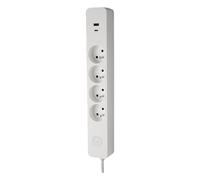 DEBFLEX - Regleta de protección contra Rayos con Interruptor, 4 Tomas 2P+T 16A + 1 USB-A + 1 USB-C 3,4A - Ideal Conexiones múltiples - Cable de 1,5 Metros - Blanco