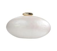 DEBIMY Bolso de mano de acrílico para mujer, con forma de huevo, acrílico, ovalado, para boda, fiesta, hombro, bolso cruzado, marfil (Ivory Pearl), 8.7 inches x 2.2 inches x 4.5 inches