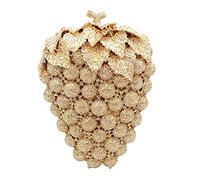 DEBIMY Hueco tallado uva Rhinestone noche embrague mujeres lujo cristal bolsos bolsos para fiesta y boda, Oro