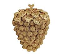 DEBIMY Hueco tallado uva Rhinestone noche embrague mujeres lujo cristal bolsos bolsos para fiesta y boda, Oro oscuro