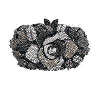 DEBIMY Monederos de cristal de rosa con diamantes de imitación brillantes para mujer, boda, fiesta, cóctel, bolsos, Negro -