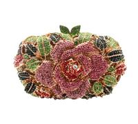 DEBIMY Monederos de cristal de rosas brillantes con diamantes de imitación para mujer, boda, fiesta, cóctel, bolsos, Color dorado.