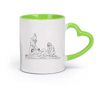 DEBINGY cerámica Café y Bebidas Calientes 11ª estación del crucis Jesucristo es clavado en la cruz esquema （11oz/320ml） Gran regalo para parejas Verde