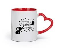 DEBINGY Cerámica Café y bebidas calientes Bebé elefante Sueños de cosas grandes y pequeñas Cita Luna y estrellas （11 oz/320 ml） y apto para microondas Rojo