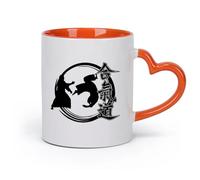 DEBINGY cerámica Café y Bebidas Calientes Kendo Aikido Ninja Japonés Luchador con Espada Guerrero （11oz/320ml） Tazas de cerámica para el hogar o el trabajo Naranja