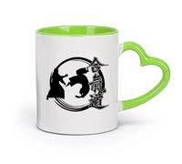 DEBINGY cerámica Café y Bebidas Calientes Kendo Aikido Ninja Japonés Luchador con Espada Guerrero （11oz/320ml） Tazas de cerámica para el hogar o el trabajo Verde