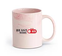 DEBINGY cerámica Café y Bebidas Calientes Modo Bestia Motivacional Sin Dolor No Hay Ganancia Fitnesscenter （11oz/320ml） Para café, avena, té, fácil de limpiar Rosa mármol