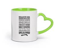 DEBINGY cerámica Café y Bebidas Calientes Reglas de la cocina española Reglas de la cocina del restaurante （11oz/320ml） Para té, café, infusión caliente Verde