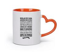 DEBINGY cerámica Café y Bebidas Calientes Reglas de la cocina española Reglas de la cocina del restaurante （11oz/320ml） Para té, café, infusión caliente Naranja